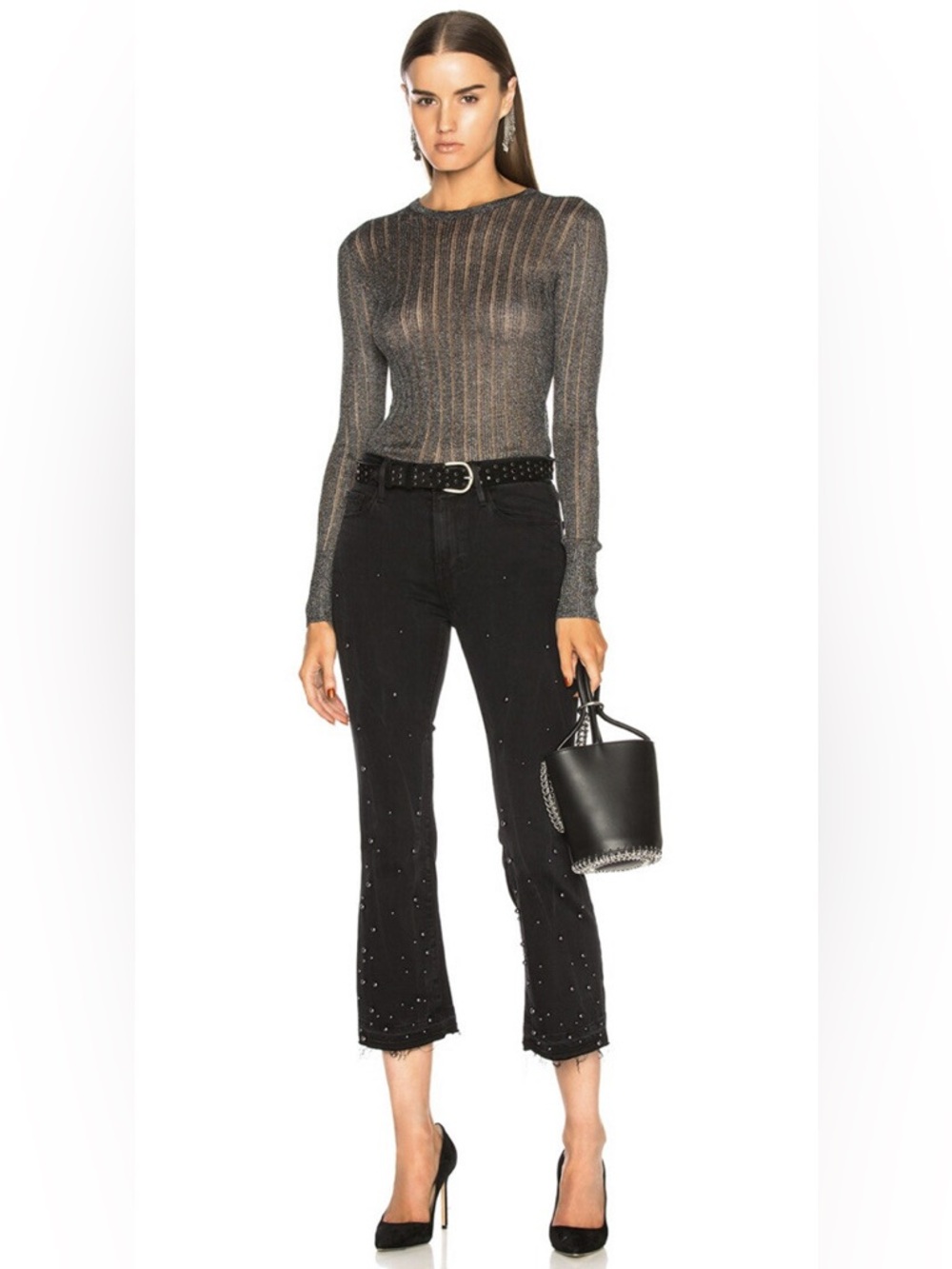Frame Le Crop Mini Boot Mott Street Pearl Black Jeans Size 28